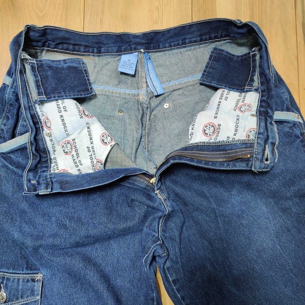 Vintage Y2K School Of Hard Knocks Embroidered Skater Carpenter Jeans Size 38X31 - Picture 15 of 15